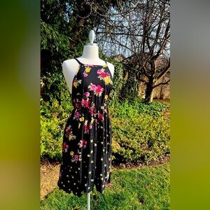 TORRID Floral🌺 Black Dress with Pink and Yellow Accents